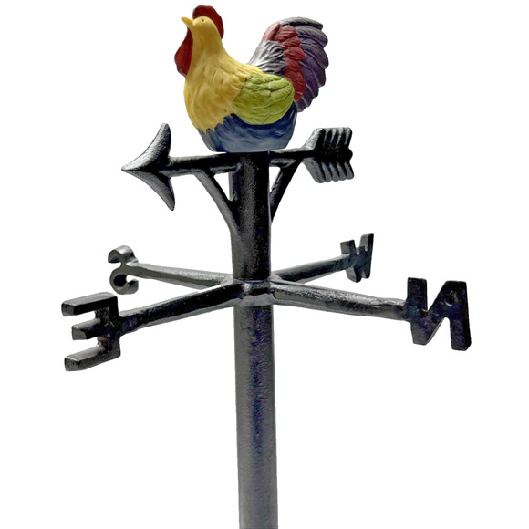 Vintage Susan Winget Cast Iron Rooster Weathervane Tabletop Farmhouse Chic - Picture 7 of 13